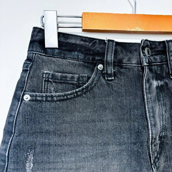 DYNAMITE Black distressed denim shorts | Paige high-waist cutoffs | Size 25 * - Picture 2 of 7